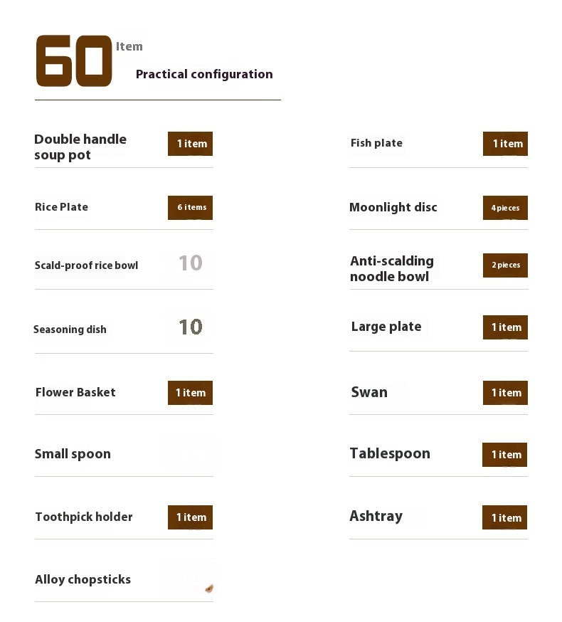 60-Piece Enamel Bone China Tableware Set – Luxury Gold Home Collection