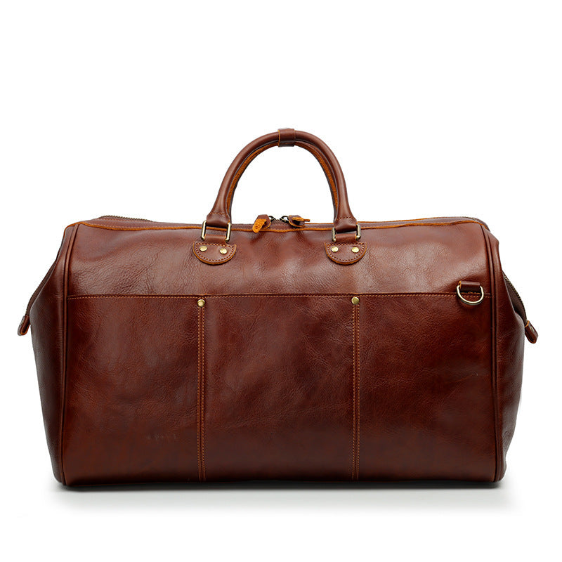 Genuine Leather Travel Handbag – Large Capacity Cowhide Duffel