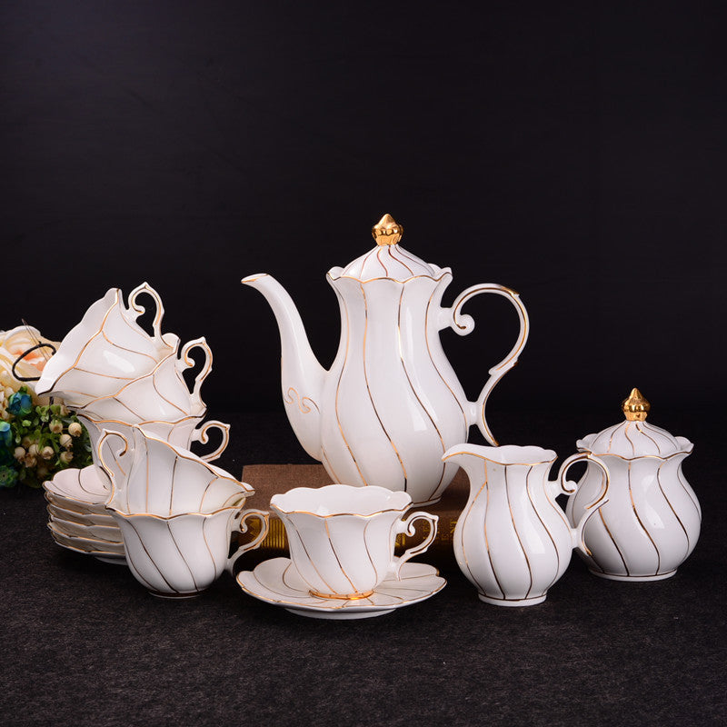 Handmade Gold Bone China Coffee & Tea Set - 15-Piece Luxury Service