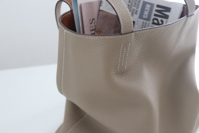 Double-Sided Genuine Leather Tote – Large Capacity Cowhide Shoulder Bag for Women