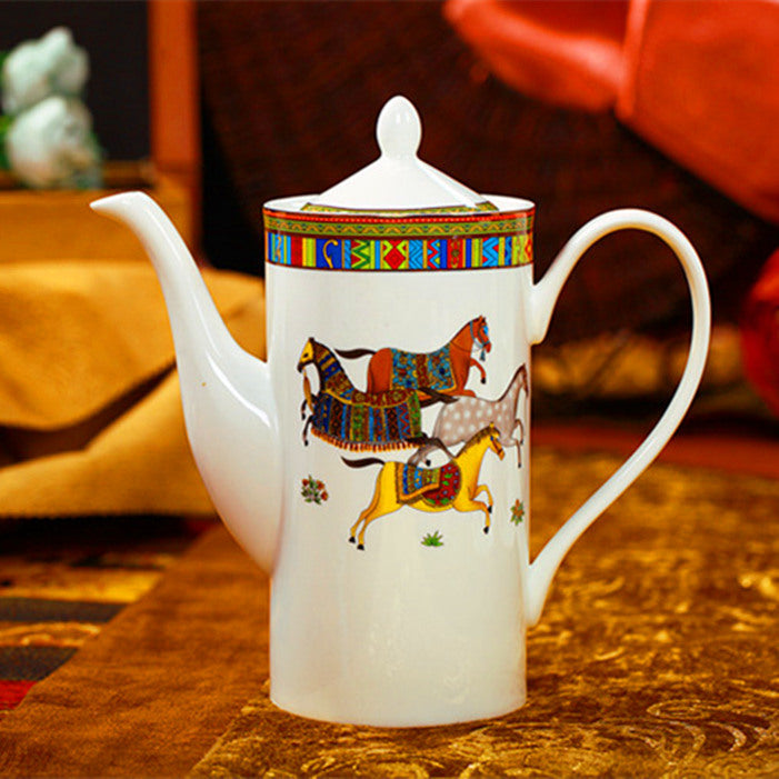 European Creative Bone China Coffee Set – 15-Piece Collection