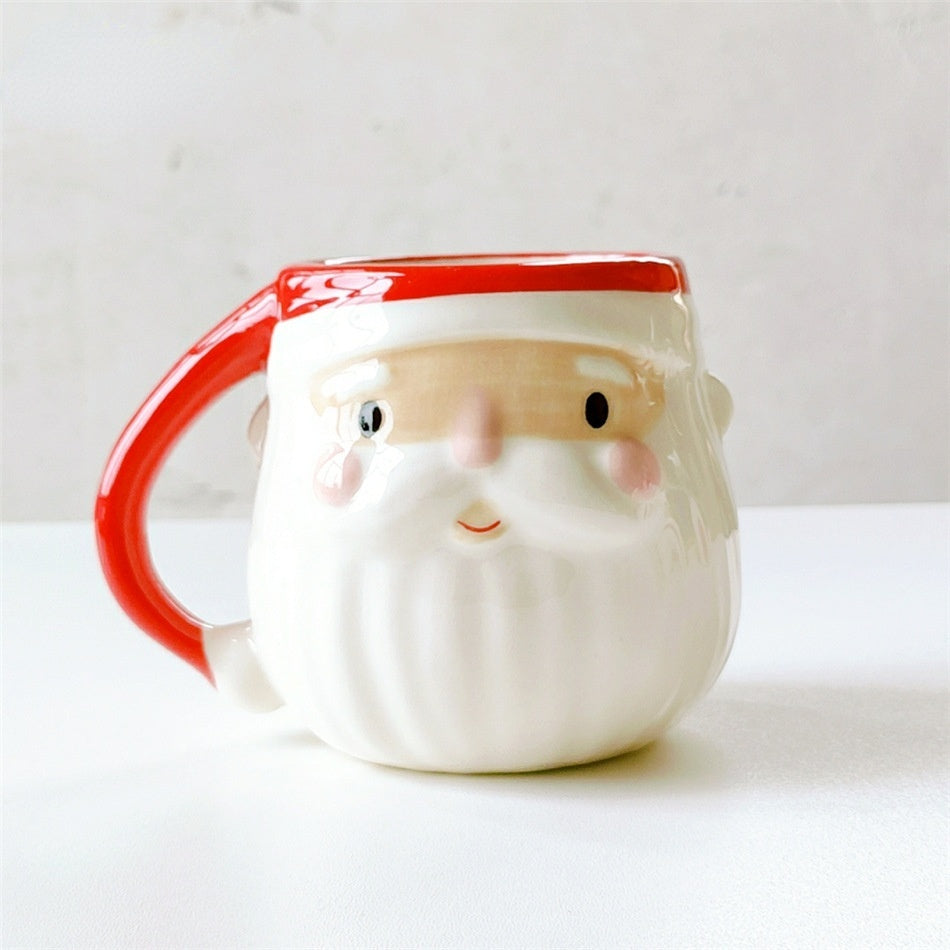 Ceramic Christmas Tableware Set – Festive Porcelain Plates, Cups & Bowls with Cartoon Elk Designs