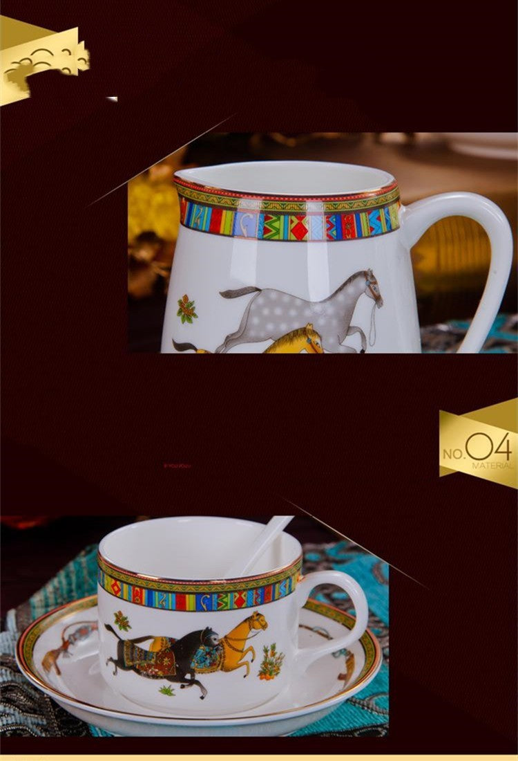 European Creative Bone China Coffee Set – 15-Piece Collection