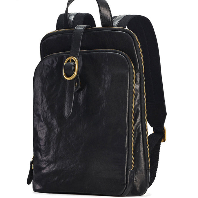 Multi-Laminated Genuine Cowhide Leather Backpack – Urban Waterproof Retro Design