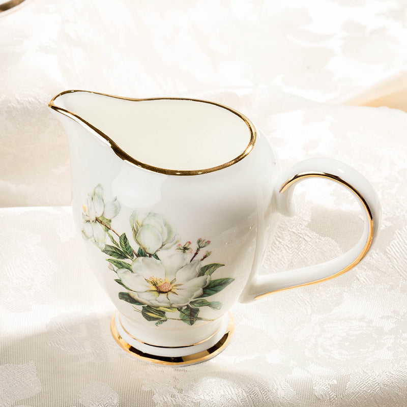 Wild Lily Bone China Tea Set – Gold Trace 15-Piece Ceramic Coffee Set