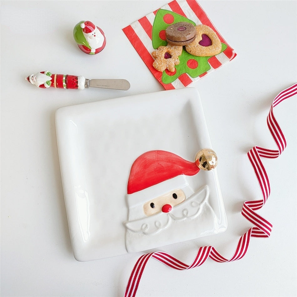 Ceramic Christmas Tableware Set – Festive Porcelain Plates, Cups & Bowls with Cartoon Elk Designs