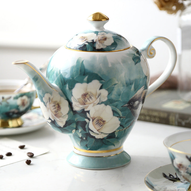 Azalea Small Exquisite Bone China Coffee Set – 15-Piece Floral Gift Box
