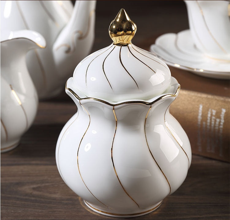 Handmade Gold Bone China Coffee & Tea Set - 15-Piece Luxury Service